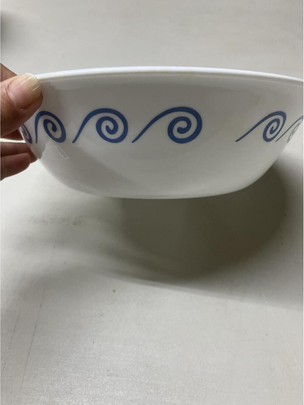 Corelle By Corning Serving Bowl 8 1/2” White With Blue Swirls